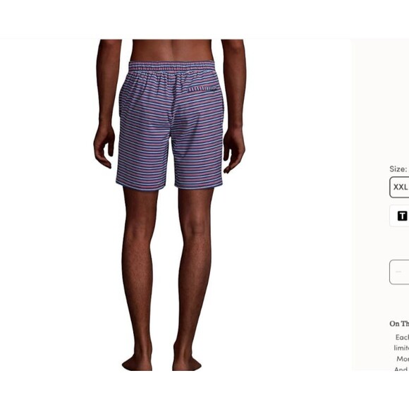NWT $70 LANDS' END swimsuit Men's XXL Lined 7" Hybrid Swim Shorts trunks blue 2x - Picture 2 of 5